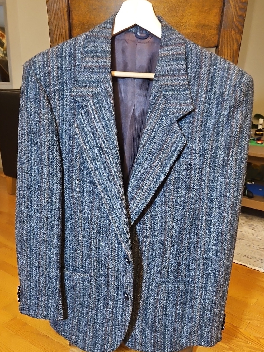 Yves Saint Laurent Blue Multi-Stripe Wool Blazer